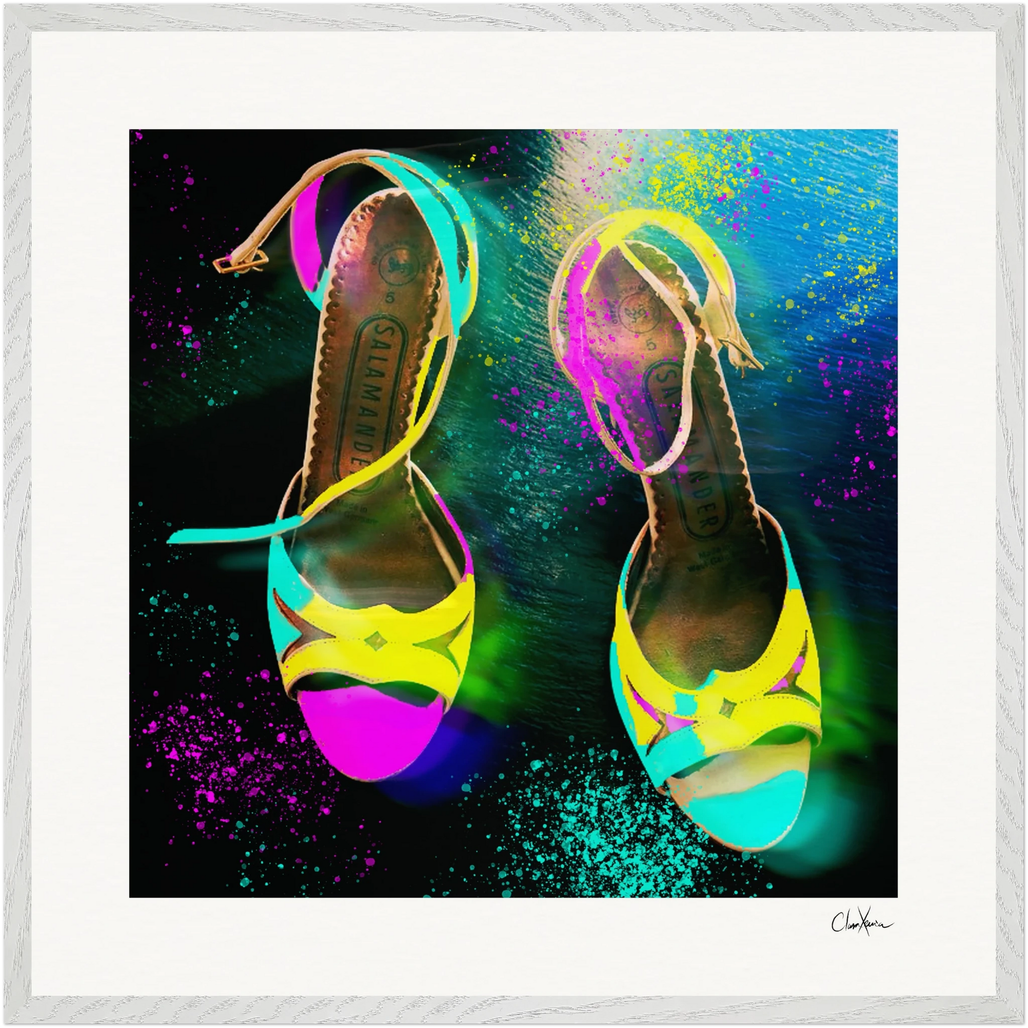Dancing in Colours Framed print 70x70 cm / 28x28″ White frame 17