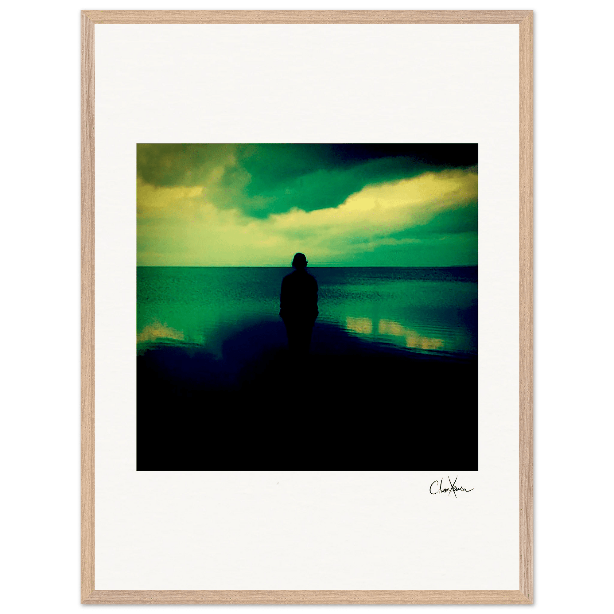 Emerald Storms  –Framed print cm / 5 x 7 pouces – White frame