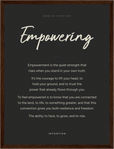 Empowering Word of Intention Framed print 30x40 cm / 12x16″ Dark wood frame Carbon paper