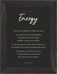 Energy Word of Intention Framed print 13x18 cm / 5x7″ Black frame Carbon paper