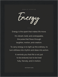 Energy Word of Intention Framed print 13x18 cm / 5x7″ Black frame Carbon paper