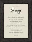 Energy Word of Intention Framed print 13x18 cm / 5x7″ Black frame Linen paper