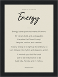 Energy Word of Intention Framed print 13x18 cm / 5x7″ Black frame Linen paper