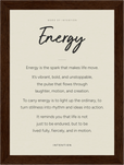 Energy Word of Intention Framed print 13x18 cm / 5x7″ Dark wood frame Linen paper