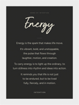 Energy Word of Intention Framed print 13x18 cm / 5x7″ White frame Carbon paper