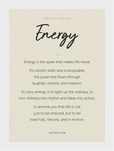 Energy Word of Intention Framed print 13x18 cm / 5x7″ White frame Linen paper