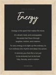 Energy Word of Intention Framed print 13x18 cm / 5x7″ Wood frame Carbon paper