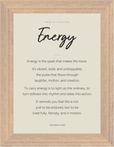 Energy Word of Intention Framed print 13x18 cm / 5x7″ Wood frame Linen paper