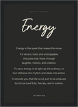 Energy Word of Intention Framed print 21x29.7 cm / 8x12" Black frame Carbon paper