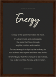 Energy Word of Intention Framed print 21x29.7 cm / 8x12" Dark wood frame Carbon paper