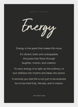 Energy Word of Intention Framed print 21x29.7 cm / 8x12" White frame Carbon paper