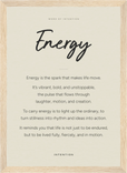 Energy Word of Intention Framed print 21x29.7 cm / 8x12" Wood frame Linen paper