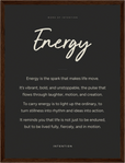 Energy Word of Intention Framed print 30x40 cm / 12x16″ Dark wood frame Carbon paper