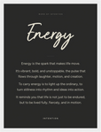 Energy Word of Intention Framed print 30x40 cm / 12x16″ White frame Carbon paper