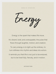 Energy Word of Intention Framed print 30x40 cm / 12x16″ White frame Linen paper