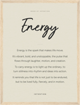 Energy Word of Intention Framed print 30x40 cm / 12x16″ Wood frame Linen paper