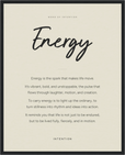 Energy Word of Intention Framed print 40x50 cm / 16x20″ Black frame Linen paper