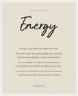 Energy Word of Intention Framed print 40x50 cm / 16x20″ White frame Linen paper
