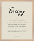 Energy Word of Intention Framed print 40x50 cm / 16x20″ Wood frame Linen paper