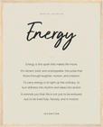 Energy Word of Intention Framed print 40x50 cm / 16x20″ Wood frame Linen paper
