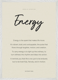 Energy Word of Intention Framed print 50x70 cm / 20x28″ White frame Linen paper