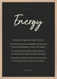 Energy Word of Intention Framed print 50x70 cm / 20x28″ Wood frame Carbon paper