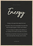 Energy Word of Intention Framed print 50x70 cm / 20x28″ Wood frame Carbon paper