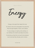 Energy Word of Intention Framed print 50x70 cm / 20x28″ Wood frame Linen paper