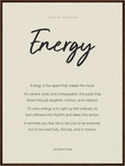 Energy Word of Intention Framed print 60x80 cm / 24x32″ Dark wood frame Linen paper