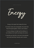 Energy Word of Intention Framed print 70x100 cm / 28x40″ Black frame Carbon paper