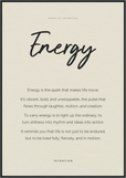 Energy Word of Intention Framed print 70x100 cm / 28x40″ Black frame Linen paper