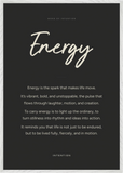 Energy Word of Intention Framed print 70x100 cm / 28x40″ White frame Carbon paper