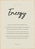 Energy Word of Intention Framed print 70x100 cm / 28x40″ Wood frame Linen paper