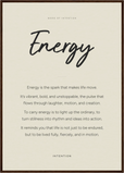 Energy Word of Intention Framed print A1 (59.4 x 84.1  cm) Dark wood frame Linen paper