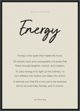 Energy Word of Intention Framed print A2 (42 x 59.4  cm) Black frame Linen paper