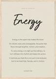 Energy Word of Intention Framed print A2 (42 x 59.4  cm) Wood frame Linen paper