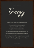 Energy Word of Intention Framed print A3 (29.7 x 42  cm) Dark wood frame Carbon paper