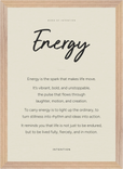Energy Word of Intention Framed print A3 (29.7 x 42  cm) Wood frame Linen paper