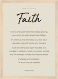 Faith Word of Intention Framed print 21x29.7 cm / 8x12" Wood frame Linen paper