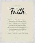 Faith Word of Intention Framed print 40x50 cm / 16x20″ White frame Linen paper