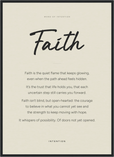 Faith Word of Intention Framed print 50x70 cm / 20x28″ Black frame Linen paper