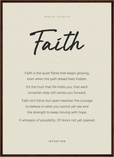 Faith Word of Intention Framed print 50x70 cm / 20x28″ Dark wood frame Linen paper