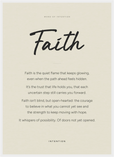 Faith Word of Intention Framed print 50x70 cm / 20x28″ White frame Linen paper