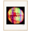 A close-up of lips in a circular frame with vibrant, rainbow-like streaks in an abstract style. This fine art print features a gallery-quality wood frame and is set against a white background.