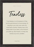 Fearless Word of Intention Framed print 21x29.7 cm / 8x12" Black frame Linen paper