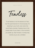 Fearless Word of Intention Framed print 21x29.7 cm / 8x12" Dark wood frame Linen paper
