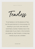 Fearless Word of Intention Framed print 21x29.7 cm / 8x12" White frame Linen paper