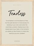 Fearless Word of Intention Framed print 21x29.7 cm / 8x12" Wood frame Linen paper