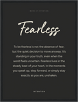 Fearless Word of Intention Framed print 30x40 cm / 12x16″ Black frame Carbon paper