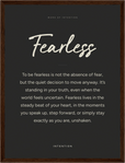 Fearless Word of Intention Framed print 30x40 cm / 12x16″ Dark wood frame Carbon paper
